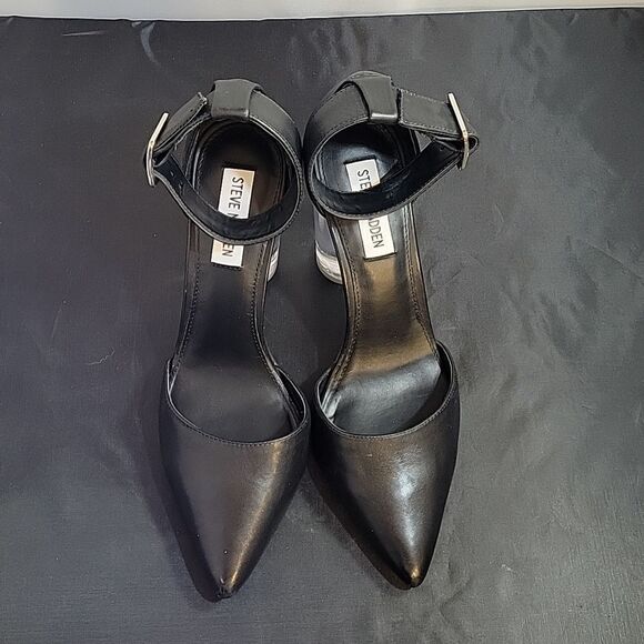 STEVE MADDEN MARGOT ANKLE STRAP CLEAR HEEL POINTED TOE WOMEN"S SHOE - Picture 4 of 15